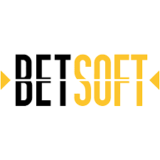 Betsoft logo with "BET" in black, "SOFT" in yellow, arrows on sides.