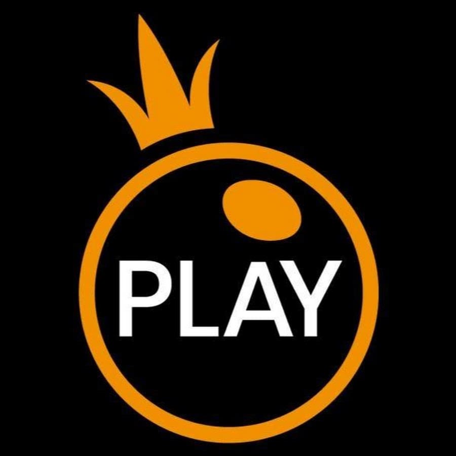 Logo with "PLAY" in white text inside an orange circle with a crown design on black background.