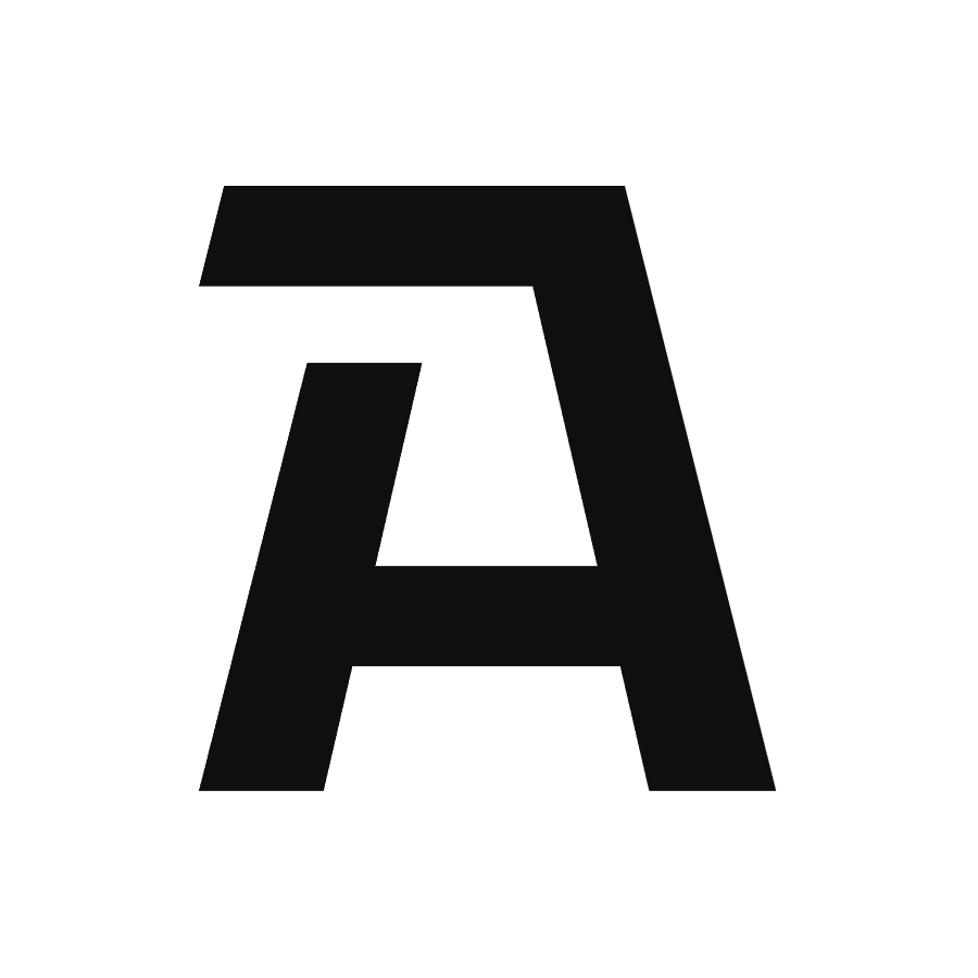 Stylized black letter 'A' with a thick top bar in a bold, modern design.